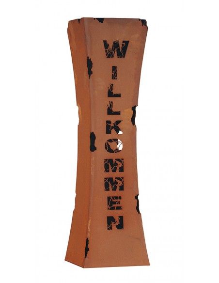 taillierte Säulen Rostsäule Willkommen tailiert mit Brennbehälter Höhe 110 cm
Breite: 30 x 30 cm
inkl. herausnehmbaren Brennbe