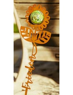 Blumen Gartenstecker mit Glaskugel und Aufschrift - Frieden - Höhe 74 cm