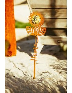 Blumen Gartenstecker mit Glaskugel und Aufschrift - Home - Höhe 73 cm 2