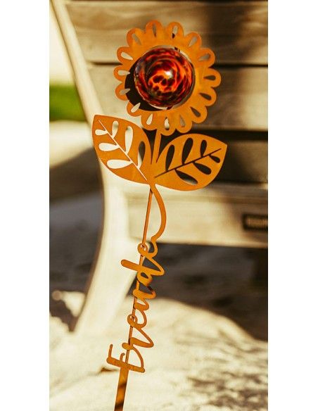 Blumen Gartenstecker mit Glaskugel und Aufschrift - Freude - Höhe 76 cm Blumen Gartenstecker mit Glaskugel und Aufschrift - Freude - Höhe 76 cm