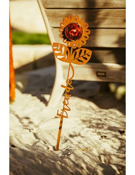 Blumen Gartenstecker mit Glaskugel und Aufschrift - Freude - Höhe 76 cm Blumen Gartenstecker mit Glaskugel und Aufschrift - Freude - Höhe 76 cm