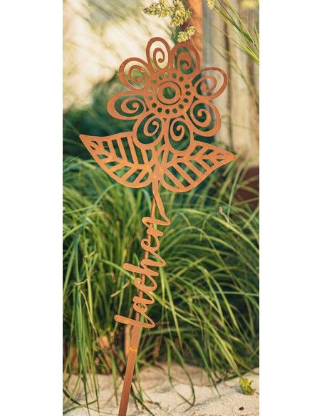Blumen Gartenstecker mit Aufschrift - Lachen - Höhe 73 cm Blumen Gartenstecker mit Aufschrift - Lachen - Höhe 73 cm