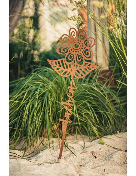 Blumen Gartenstecker mit Aufschrift - Lachen - Höhe 73 cm Blumen Gartenstecker mit Aufschrift - Lachen - Höhe 73 cm