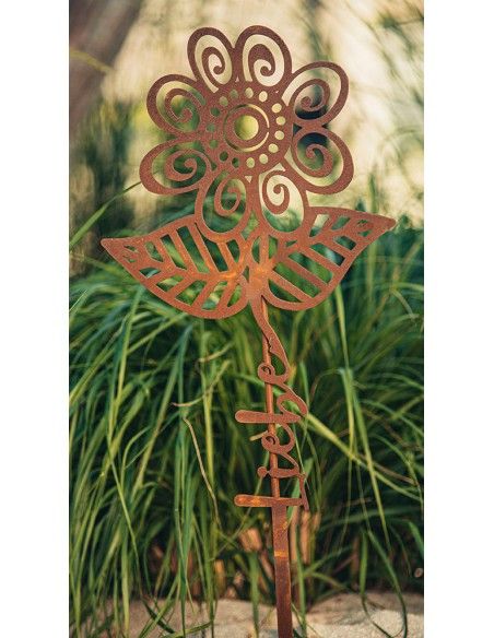 Blumen Gartenstecker mit Aufschrift - Liebe - Höhe 67 cm