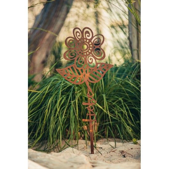 Blumen Gartenstecker mit Aufschrift - Liebe - Höhe 67 cm