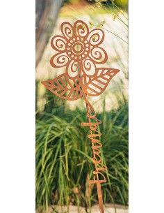 Blumen Gartenstecker mit Aufschrift - Freunde - Höhe 77 cm