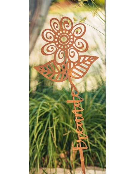 Blumen Gartenstecker mit Aufschrift - Freunde - Höhe 77 cm