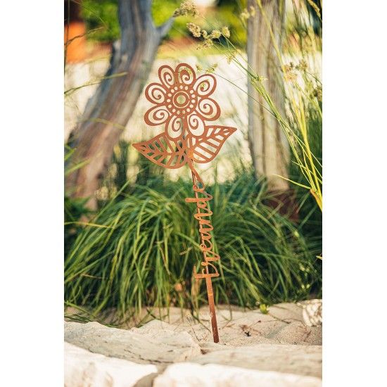 Blumen Gartenstecker mit Aufschrift - Freunde - Höhe 77 cm