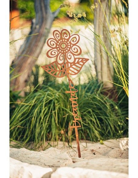 Blumen Gartenstecker mit Aufschrift - Freunde - Höhe 77 cm