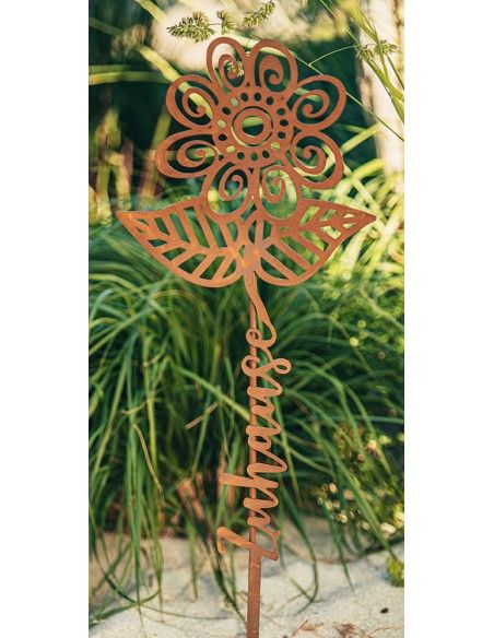 Blumen Gartenstecker mit Aufschrift - Zuhause - Höhe 77 cm