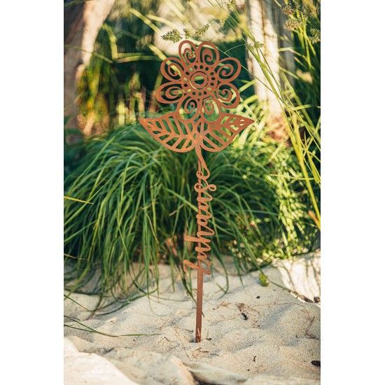 Blumen Gartenstecker mit Aufschrift - Zuhause - Höhe 77 cm