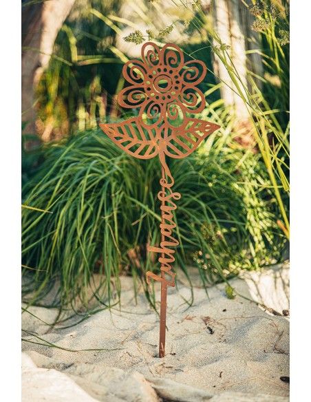 Blumen Gartenstecker mit Aufschrift - Zuhause - Höhe 77 cm