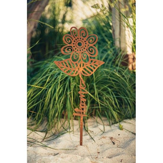 Start Blumen Gartenstecker mit Aufschrift - Home - Höhe 71 cm Blumen Gartenstab aus Edelrost
Home sweet home. Das eigene Zuhaus