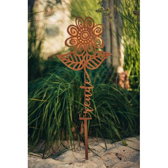Blumen Gartenstecker mit Aufschrift - Freude - Höhe 73 cm