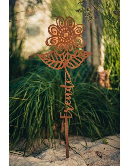 Blumen Gartenstecker mit Aufschrift - Freude - Höhe 73 cm