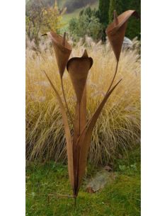 Start Deko Gartenstecker Blume mit 3 Blüten - Höhe 80 cm Filigraner Gartenstecker zum Stecken in den Garten ist ein ganz besonde