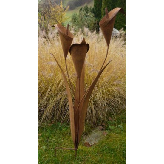 Start Deko Gartenstecker Blume mit 3 Blüten - Höhe 80 cm Filigraner Gartenstecker zum Stecken in den Garten ist ein ganz besonde