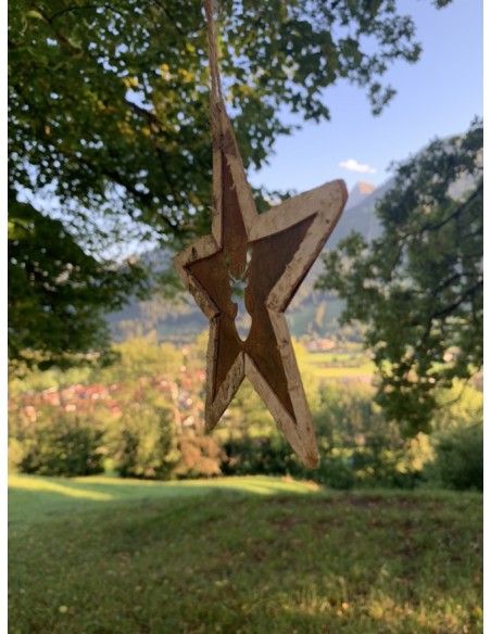 Weihnachtsdeko Holz Weihnachtsdeko Stern aus Birke mit Hirschkopf aus