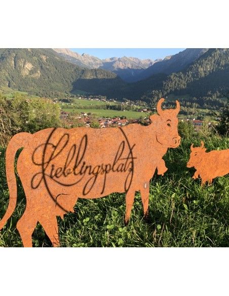 Allgäu Deko Edelrost Kuh XL  100 x 70 cm auf Stangen Original Allgäuer Rostkuh Breite 100 cm
Höhe 70 cm
Mit Metall Querstange 