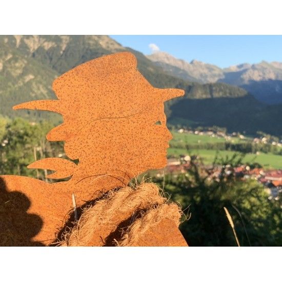 Allgäu Deko Dekofigur Bergsteiger LUIS - 60 cm mit Hut 
Große Dekofigur Bergsteiger aus Metall als alpenländische Gartendeko im