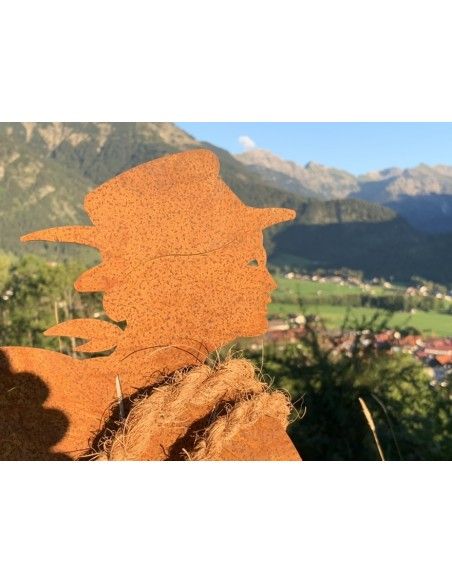 Allgäu Deko Dekofigur Bergsteiger LUIS - 60 cm mit Hut 
Große Dekofigur Bergsteiger aus Metall als alpenländische Gartendeko im