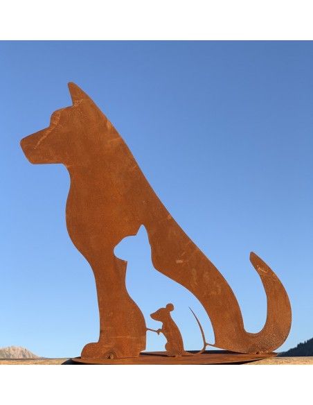 edelrost hund katze maus figur 3 in 1 auf platte online kaufen