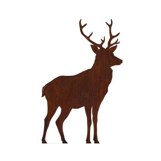 Gartenstecker Hirsch Stehend seitlich - mittel - Höhe 97 cm - Breite 48 cm 
Stehender Hirsc