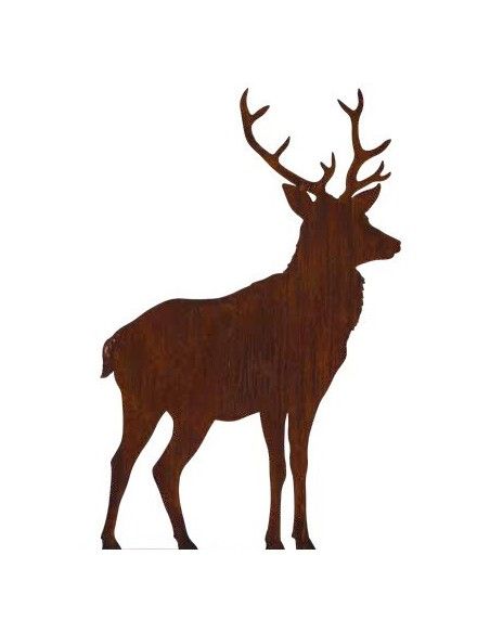 Gartenstecker Hirsch Stehend seitlich - mittel - Höhe 97 cm - Breite 48 cm 
Stehender Hirsc