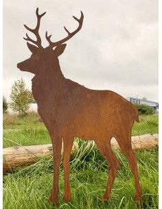 Gartenfigur Hirsch stehend 31cm Wild Dekofiguren Winter NEU 