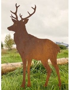 Hirsche, Wildtiere und Waldbewohner Gartenstecker Hirsch Stehend seitlich - mittel  - Größe 2- Höhe 97 cm - Breite 48 cm 
Stehe 2