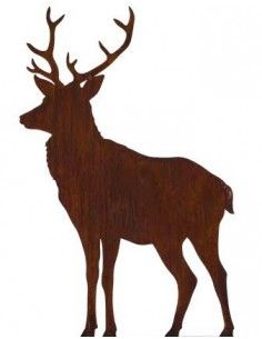 Hirsche, Wildtiere und Waldbewohner Gartenstecker Hirsch Stehend seitlich - mittel  - Größe 2- Höhe 97 cm - Breite 48 cm 
Stehe