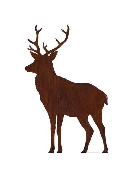 Hirsche, Wildtiere und Waldbewohner Gartenstecker Hirsch Stehend seitlich - mittel  - Größe 2- Höhe 97 cm - Breite 48 cm 
Stehe