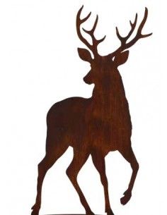 Hirsche, Wildtiere und Waldbewohner Hirsch von vorne auf Platte, Größe 2, Höhe 95 cm, Breite 41 cm Hirsch von vorne auf Platte