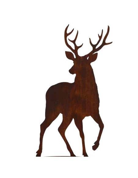 Hirsche, Wildtiere und Waldbewohner Hirsch von vorne auf Platte, Größe 2, Höhe 95 cm, Breite 41 cm Hirsch von vorne auf Platte
