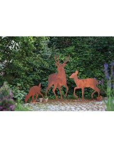 Hirsche, Wildtiere und Waldbewohner Hirsch von vorne auf Platte, Größe 2, Höhe 95 cm, Breite 41 cm Hirsch von vorne auf Platte
 2