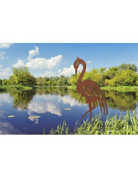 Metall Kranich auf Platte - groß - Höhe 90 cm