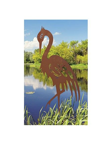 Metall Kranich auf Platte - klein - Höhe 67 cm