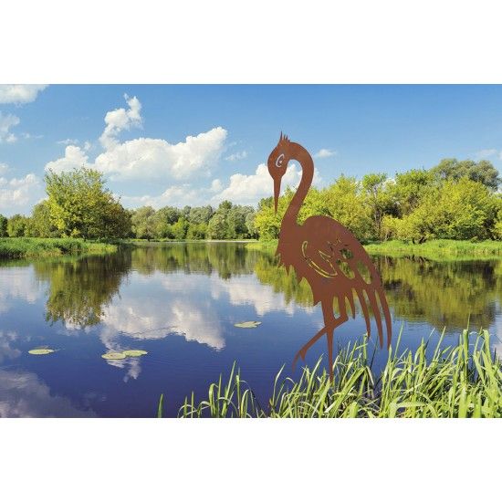 Metall Kranich auf Platte - klein - Höhe 67 cm