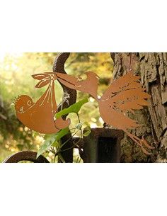 Metall Storch mit Baby - Breite 62 cm