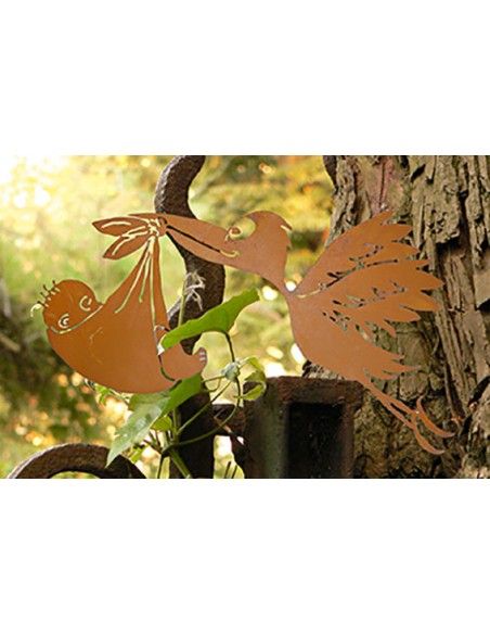 Metall Storch mit Baby - Breite 62 cm Metall Storch mit Baby - Breite 62 cm