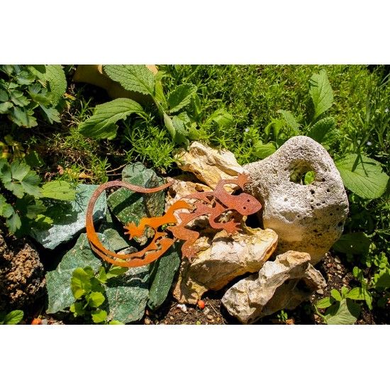 Metall Gecko mit Muster - Länge 32 cm