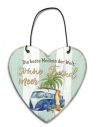 die beste Medizin der Welt - Sonne Strand Meer - Blechschild Herz mit schönem Spruch