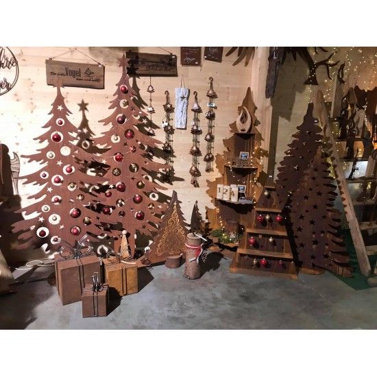 Weihnachtsbaum Metall und Edelrost Dekotanne 150 cm hoch für Christbaumkugeln - Metall Weihnachtsbaum Kann mit Christbaumkugeln 