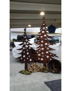 Edelrost Dekotanne 200 cm hoch für Christbaumkugeln 2
