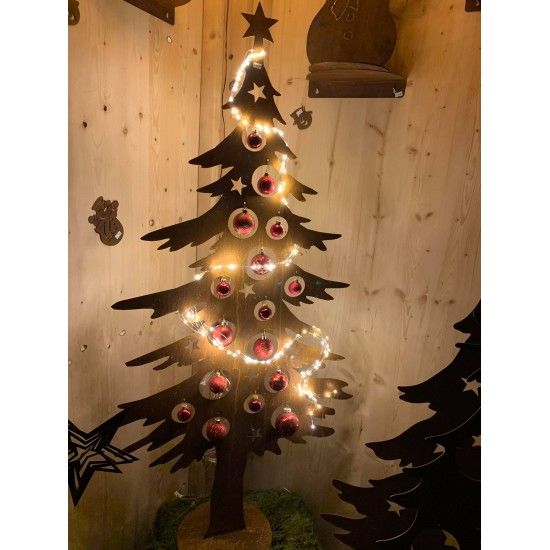 Weihnachtsbaum Metall und Edelrost Dekotanne 150 cm hoch für Christbaumkugeln - Metall Weihnachtsbaum Kann mit Christbaumkugeln 