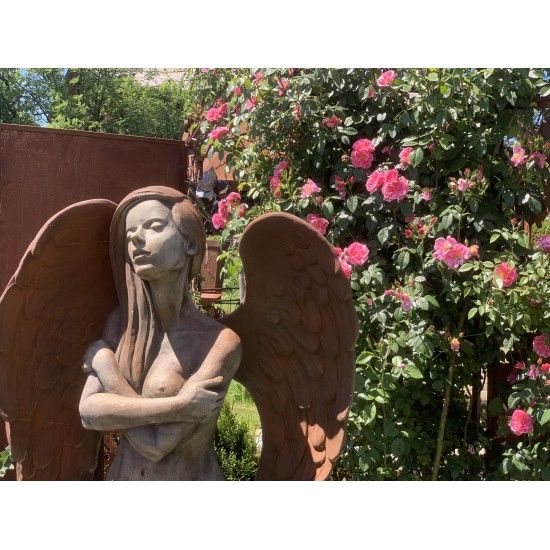 Rost Engelfiguren groß ab 100 cm für den Garten  Steinguss Engel - ELOA - mit Rosteffekt, 168 cm hoch 
diese Steinfigur Engel i