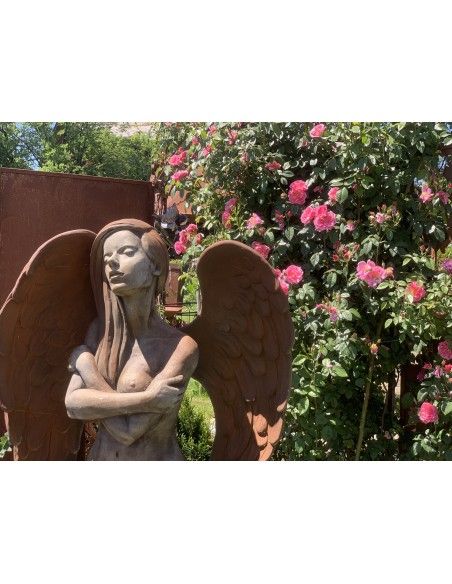 Rost Engelfiguren groß ab 100 cm für den Garten  Steinguss Engel - ELOA - mit Rosteffekt, 168 cm hoch 
diese Steinfigur Engel i