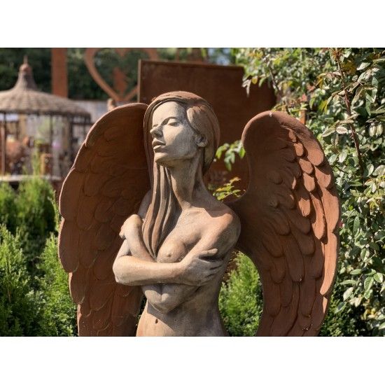 Rost Engelfiguren groß ab 100 cm für den Garten  Steinguss Engel - ELOA - mit Rosteffekt, 168 cm hoch 
diese Steinfigur Engel i