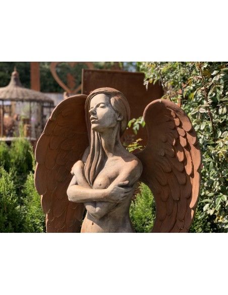 Rost Engelfiguren groß ab 100 cm für den Garten  Steinguss Engel - ELOA - mit Rosteffekt, 168 cm hoch 
diese Steinfigur Engel i