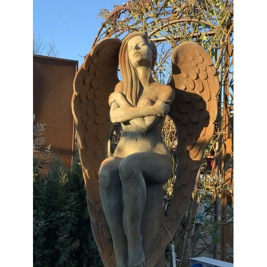 Rost Engelfiguren groß ab 100 cm für den Garten  Steinguss Engel - ELOA - mit Rosteffekt, 168 cm hoch 
diese Steinfigur Engel i